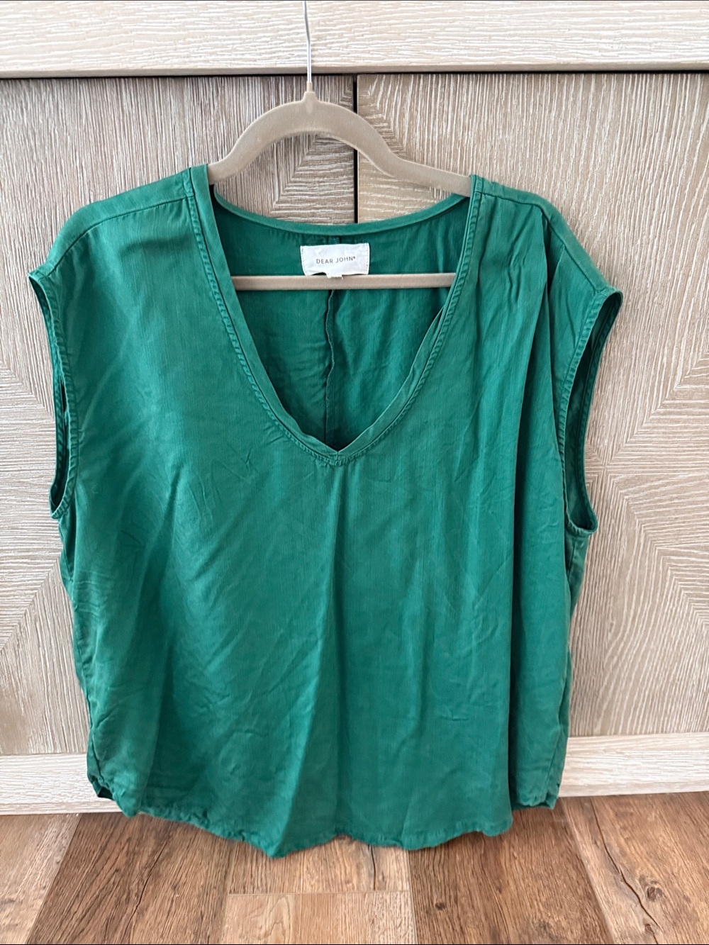 Dear John size L Deep Forest Green 100% tencel sleeveless top